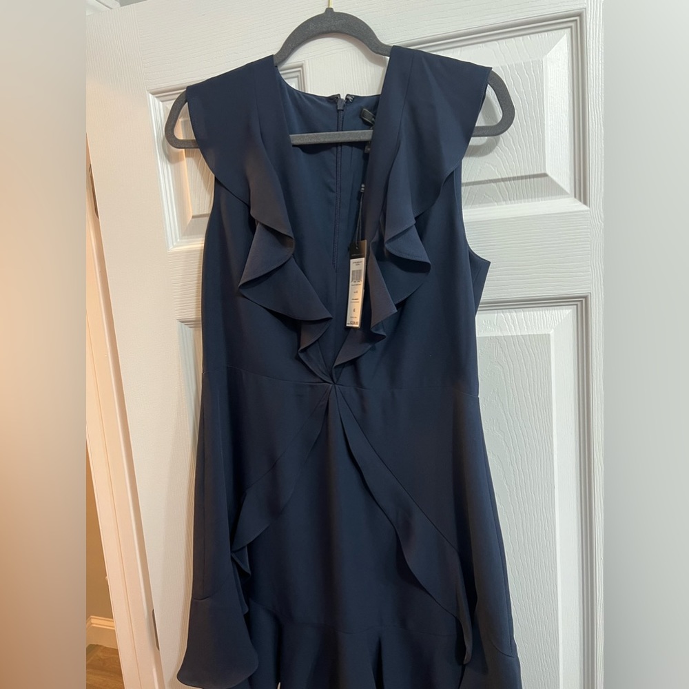 BCBGMaxazaria Ruffled Dress (Navy) Size 12